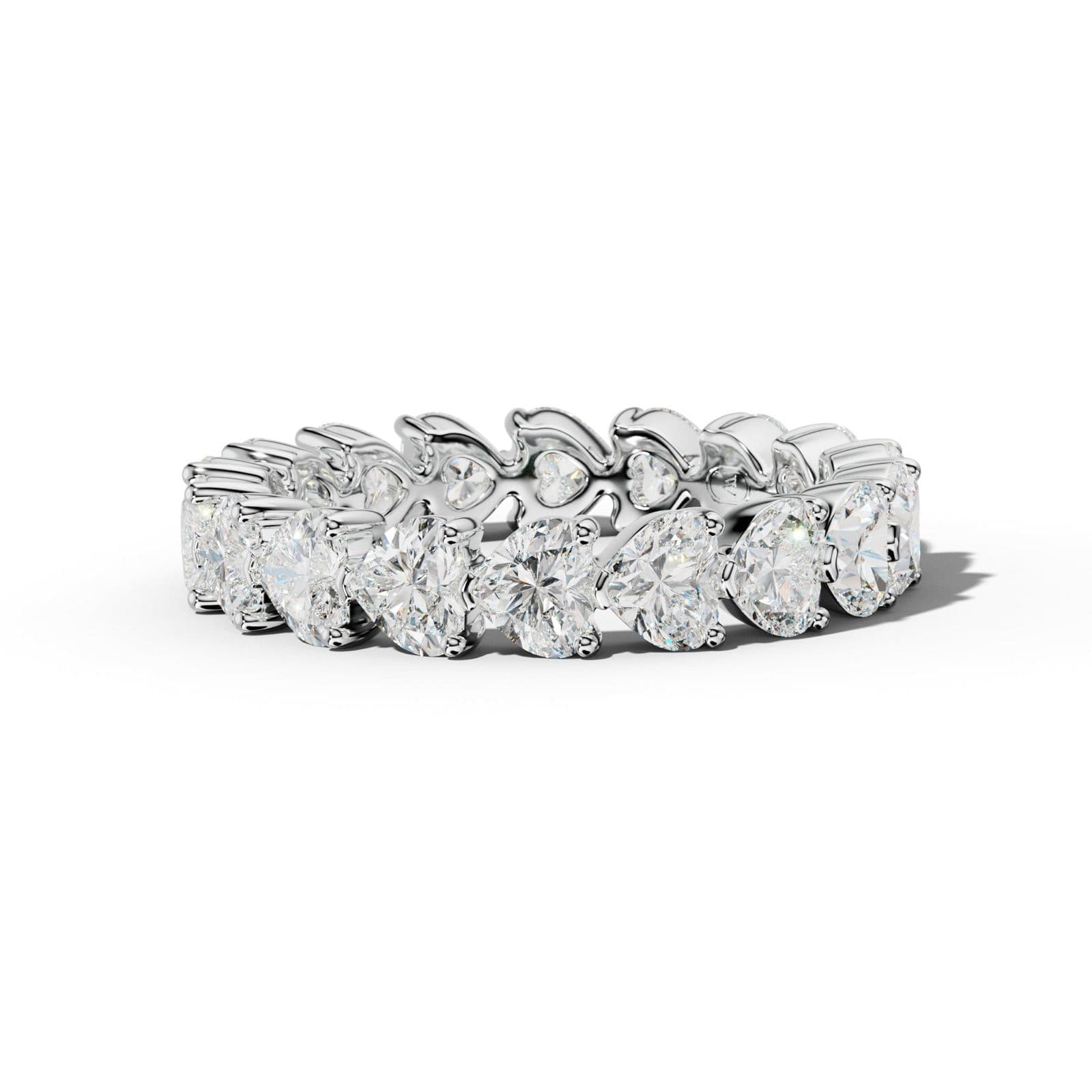 4.0 Carat East West Heart Diamond Eternity Band Shared Prong Low-Set Design