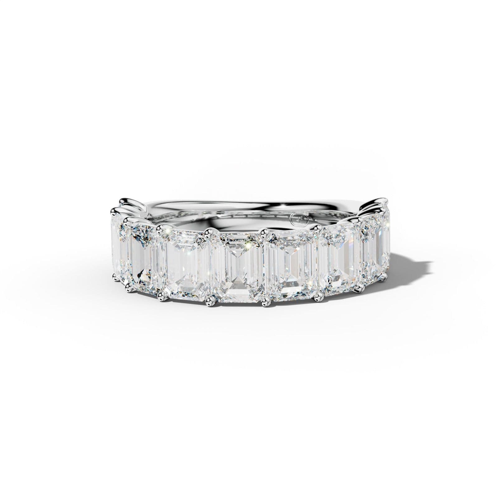 5.0 Carat Emerald Cut Diamond Half Anniversary Band Shared Prong Low-Set Design