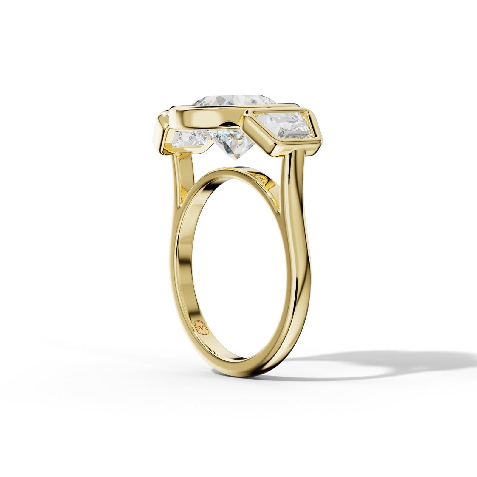 Cleo Round Center Trapezoid Side Diamond Engagement Ring