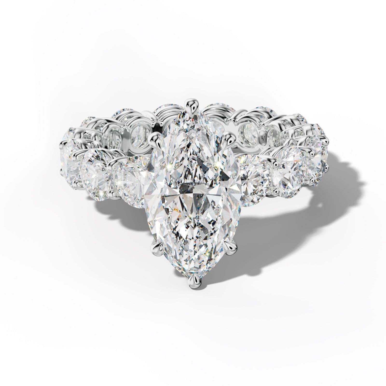 Maddie Marquise Diamond Engagement Ring With Round Side Stones