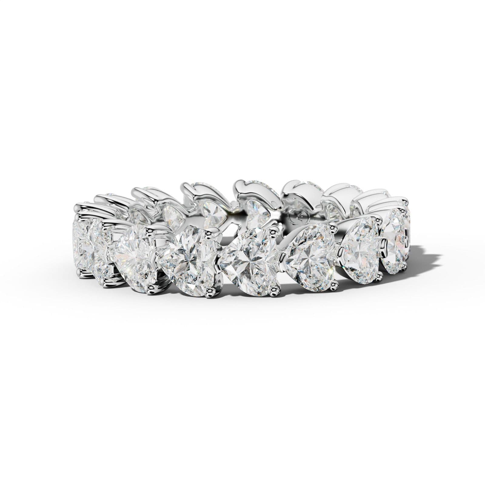 5.0 Carat East West Heart Diamond Eternity Band Shared Prong Low-Set Design
