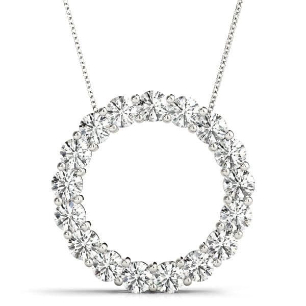 3.06 ctw Diamond Circle Necklace Pendant Shared Prong Set-VIRABYANI