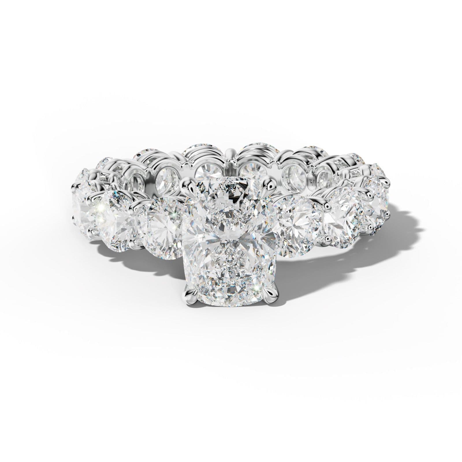 Maddie Elongated Cushion Diamond Engagement Ring With Round Side Stones