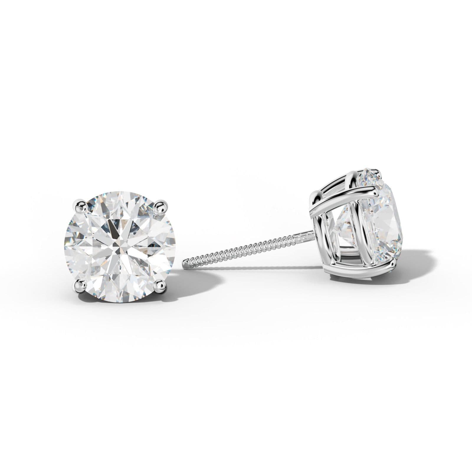 Round Diamond Stud Earrings With Classic Four Prongs