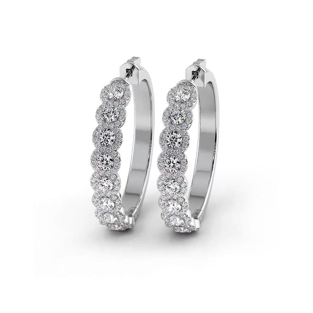 3.50 ctw. Halo Round Diamond Hoop Earrings