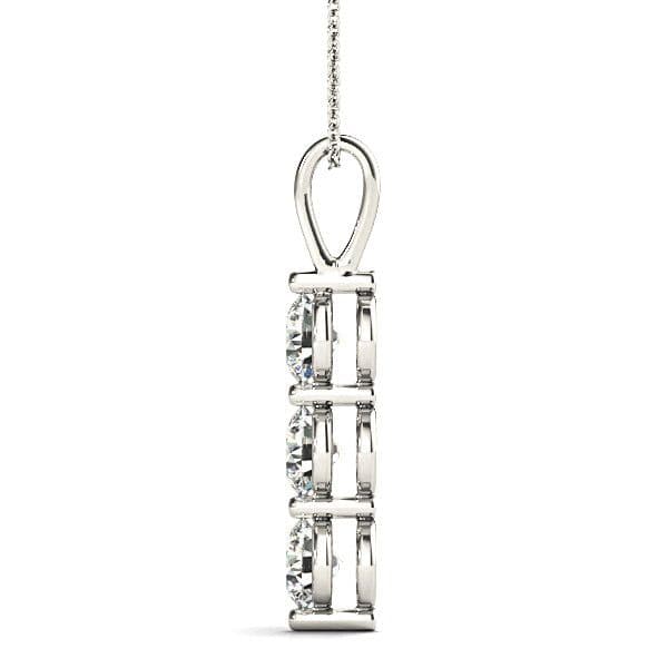 Shared Prong 1.00 ctw Diamond Three Stone Necklace Pendant-VIRABYANI