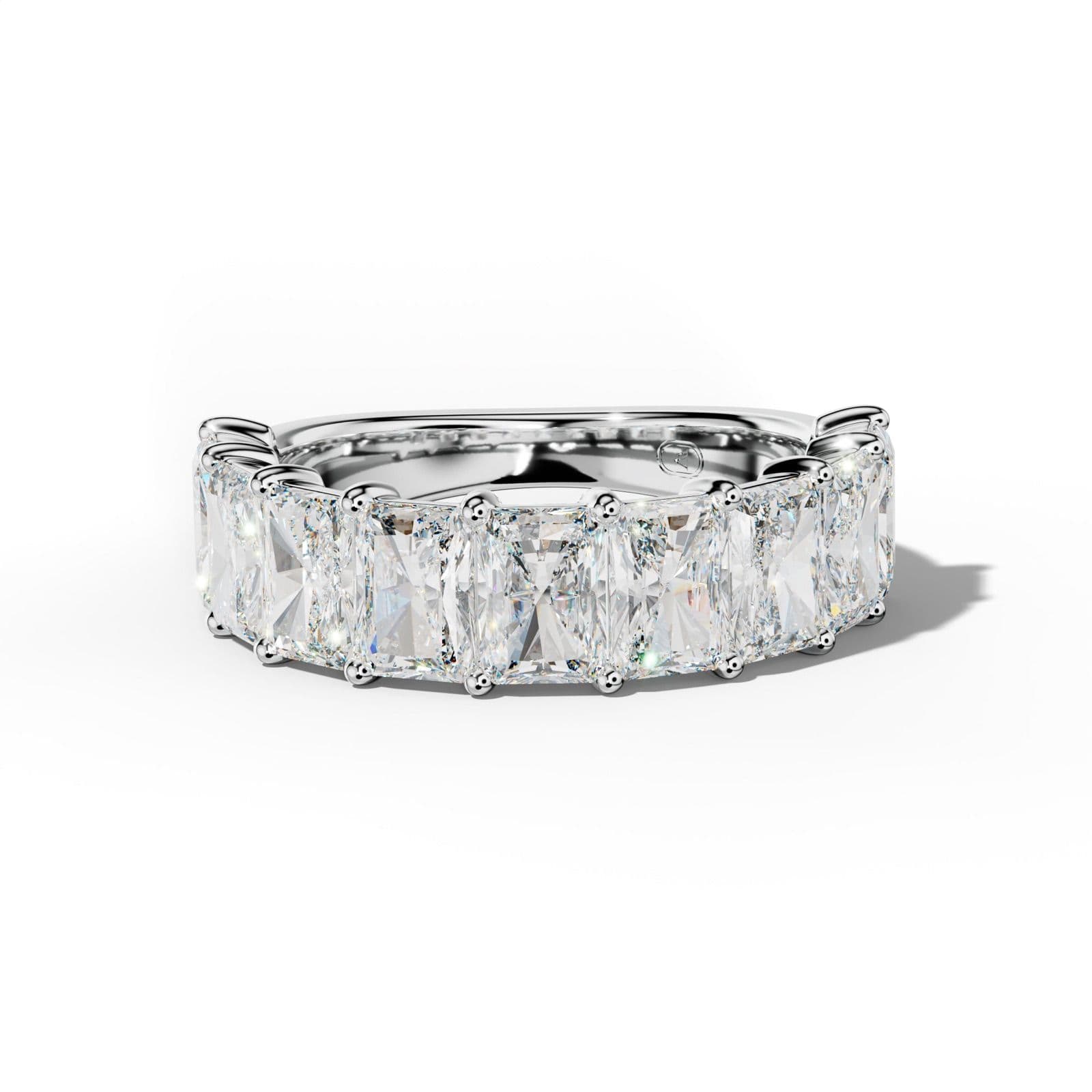 5.0 Carat Radiant Diamond Half Anniversary Band Shared Prong Low-Set Design