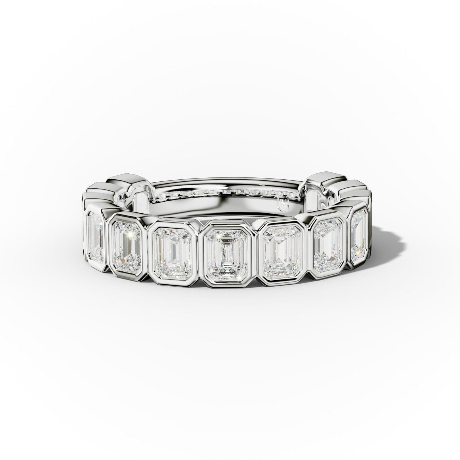 2.0 Carat Bezel Set Emerald Cut Diamond 3/4 Eternity Band