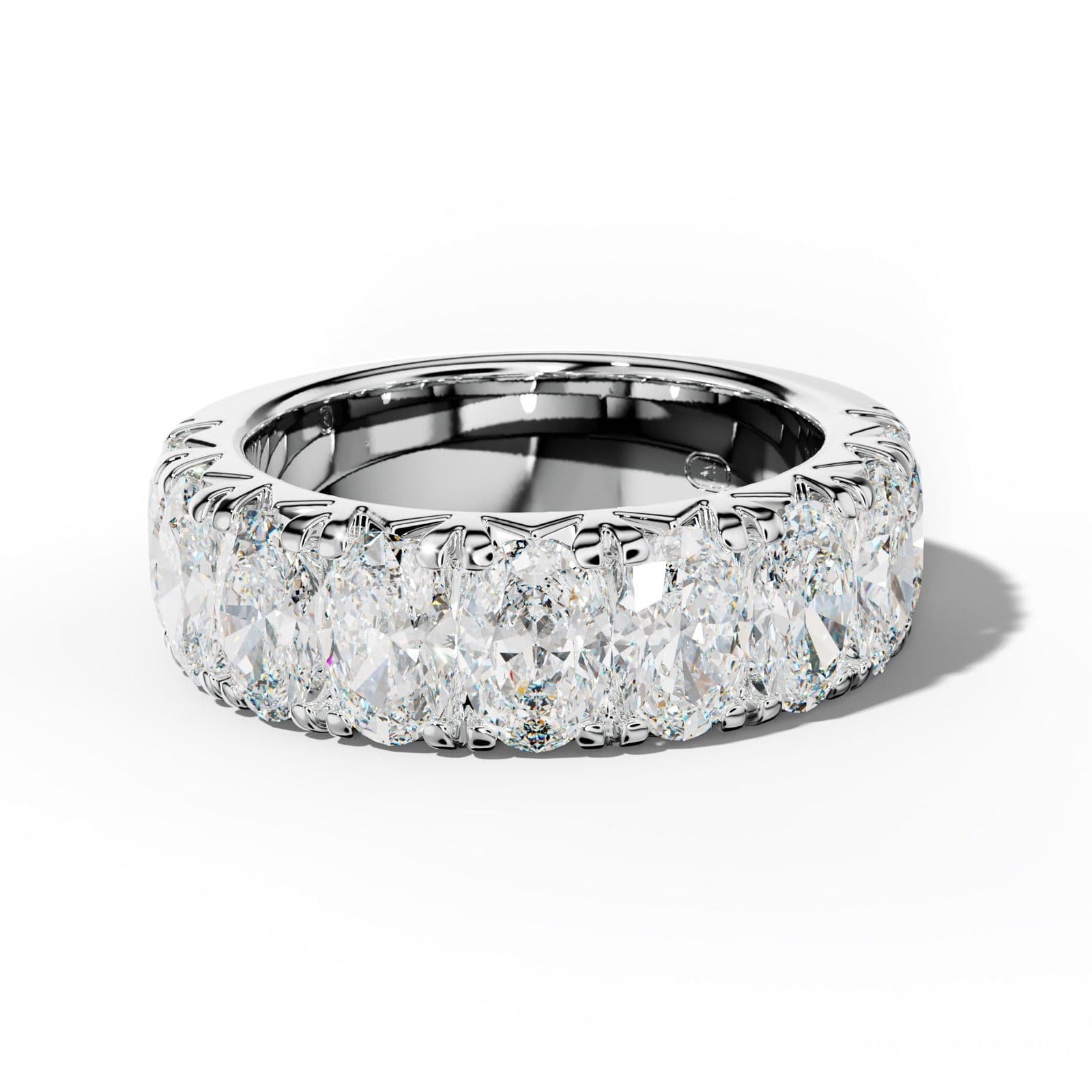 5.0 Carat Oval Diamond French Pave Half Anniversary Band