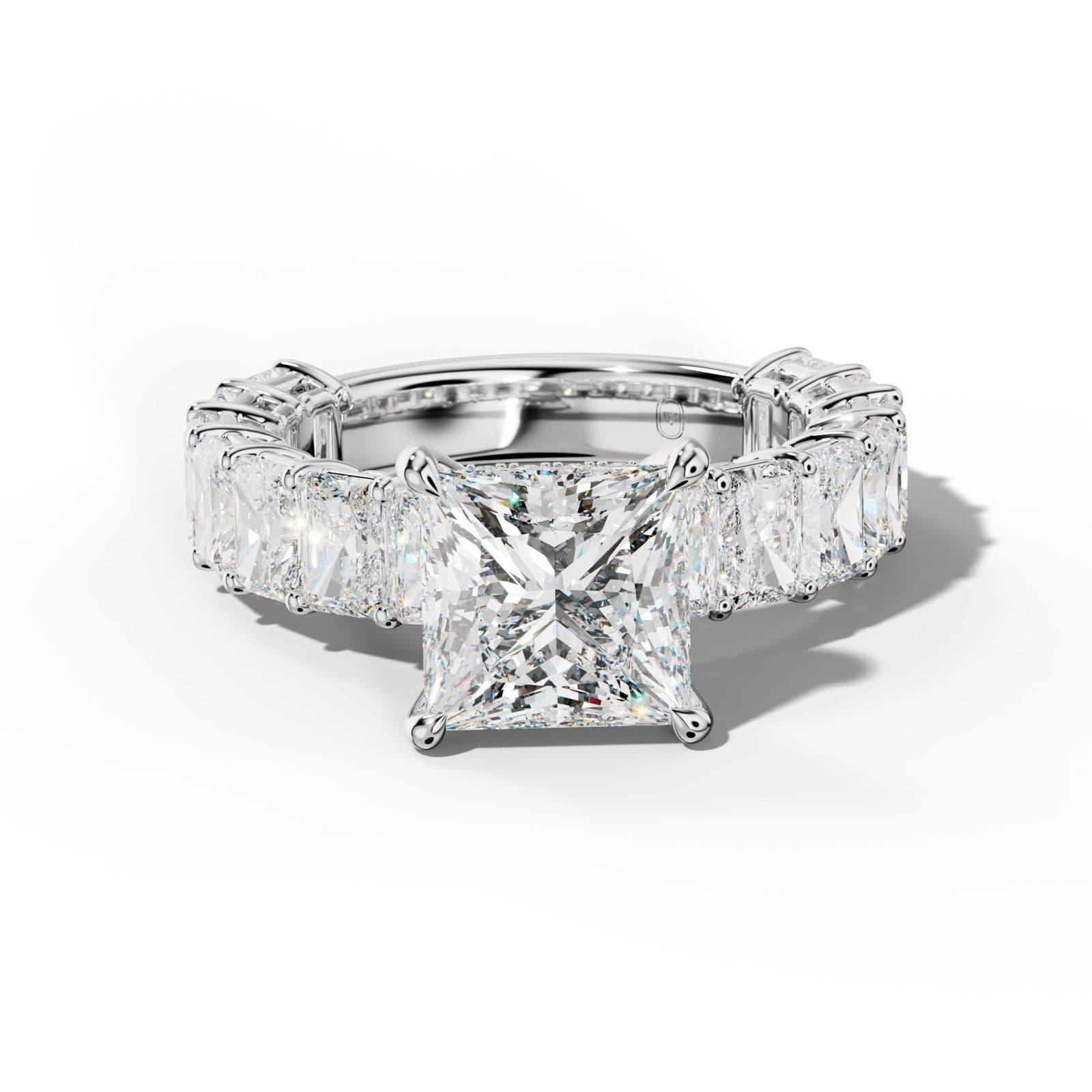 Naomi Princess Cut Engagement Ring With Radiant Side Stones