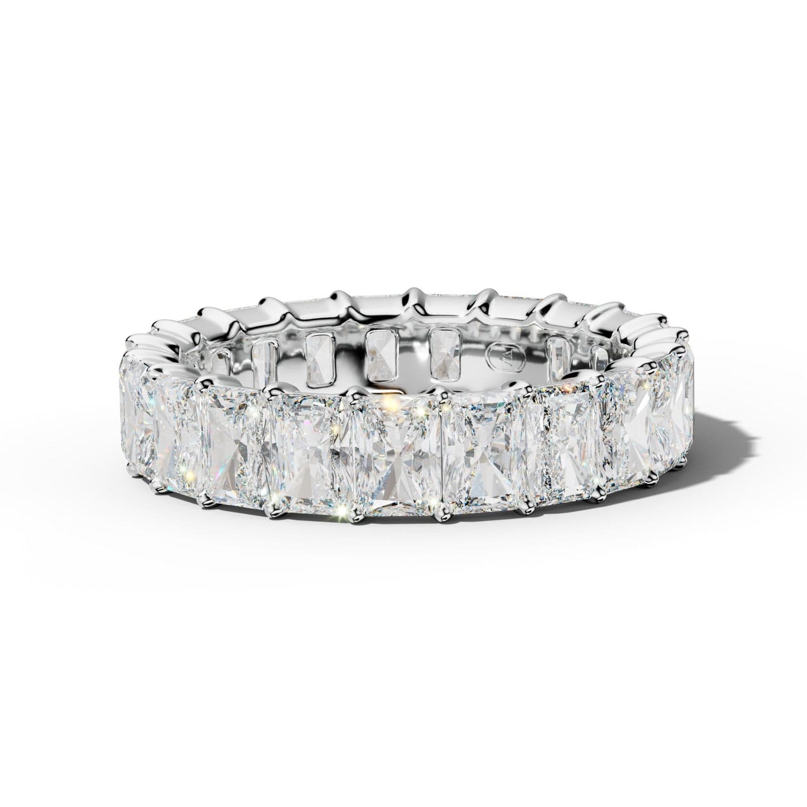 6.0 Carat Radiant Diamond Eternity Band Shared Prong Low-Set Design