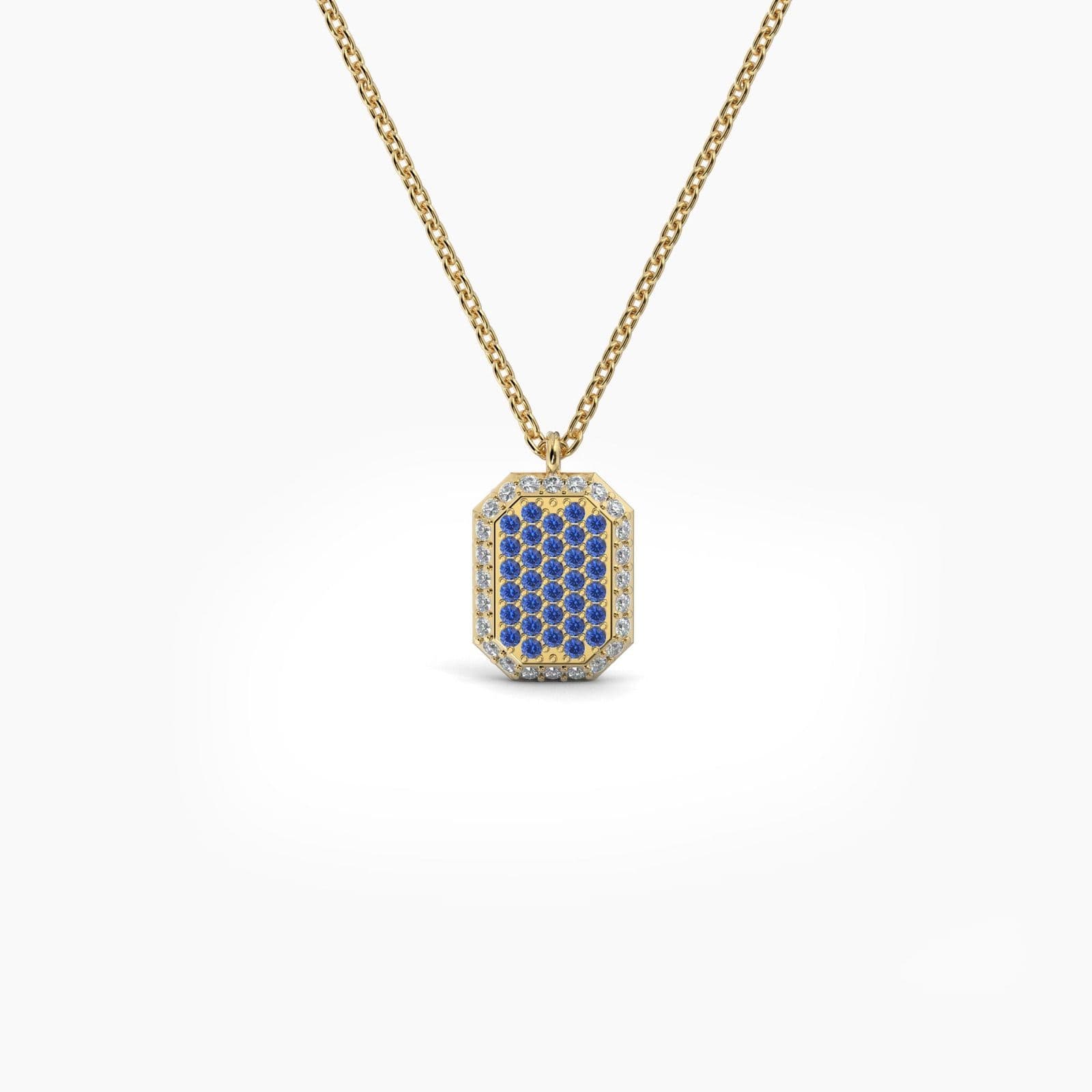 Double Sided Diamond and Sapphire Emerald Shaped AMoré Pavé Necklace