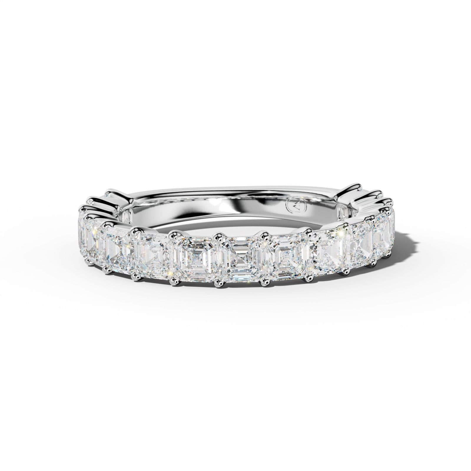 3.0 Carat Asscher Diamond 3/4 Anniversary Band Shared Prong Low-Set Design