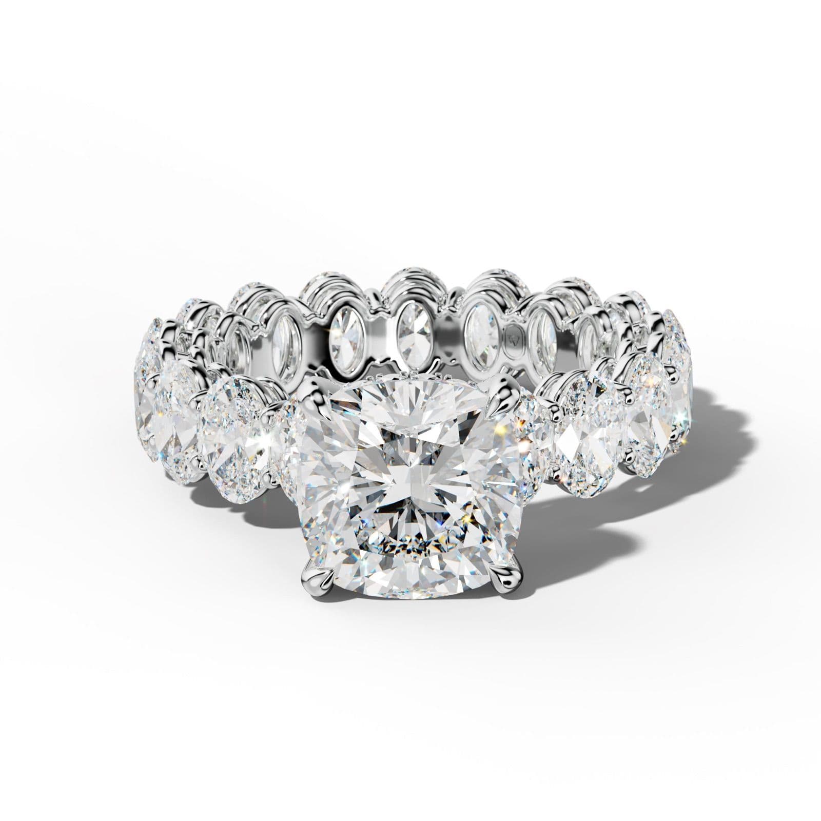 Amoura Cushion Diamond Engagement Ring With Oval Side Stones