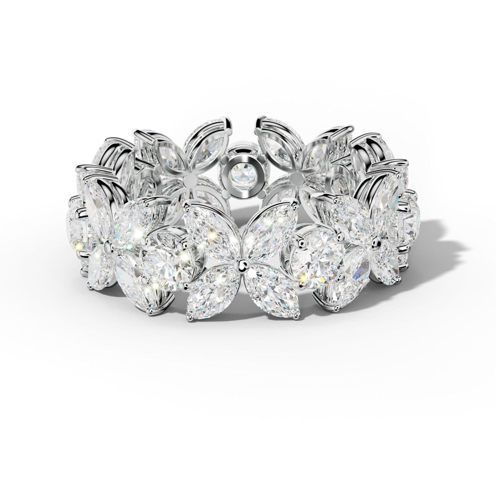 5.0 Carat Marquise And Round Diamond Flower Eternity Band