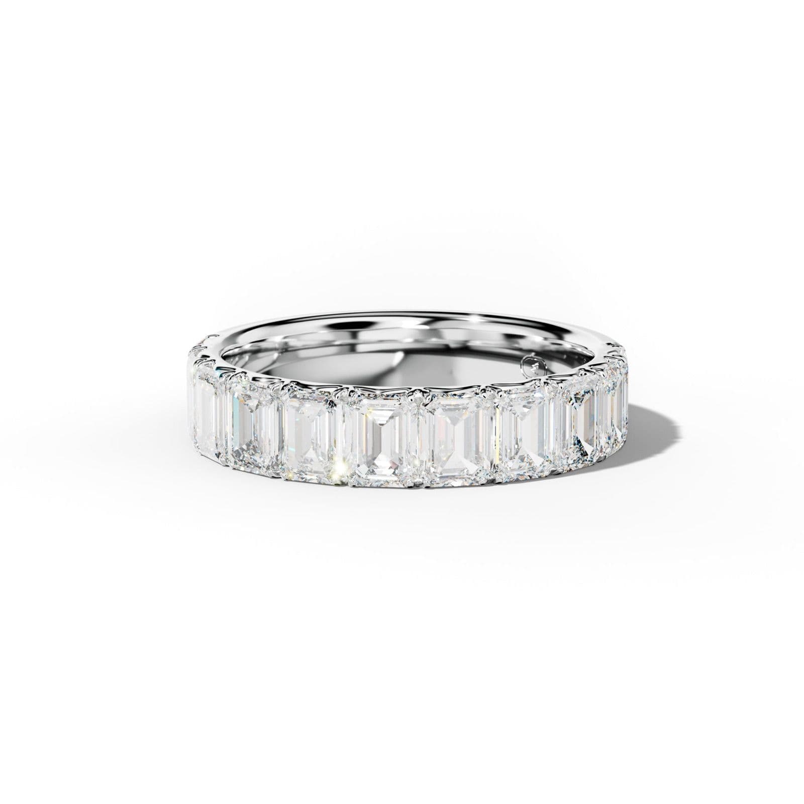 3.0 Carat Emerald Cut Diamond French Pave Half Anniversary Band
