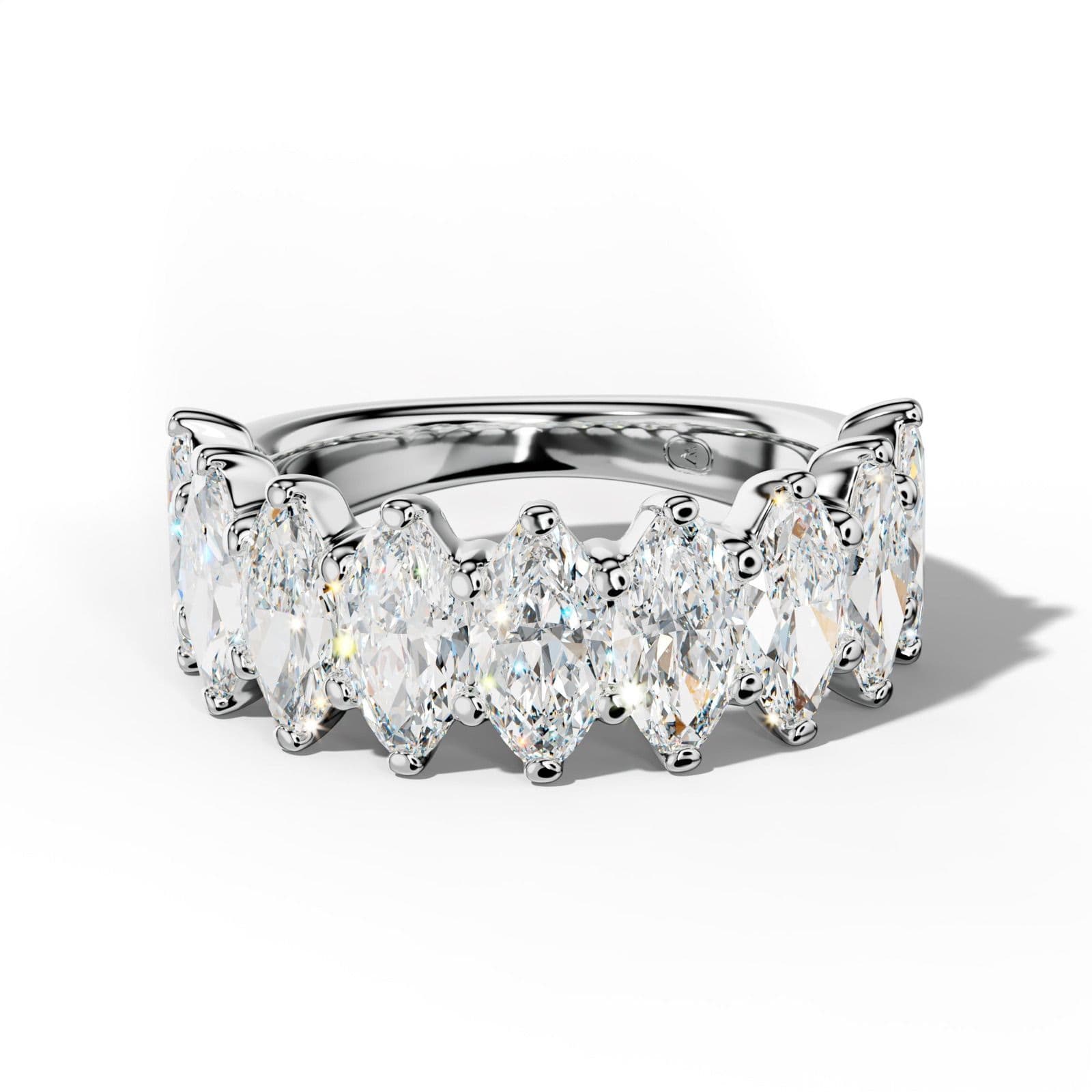 4.0 Carat Marquise Diamond Half Anniversary Band Shared Prong Low-Set Design