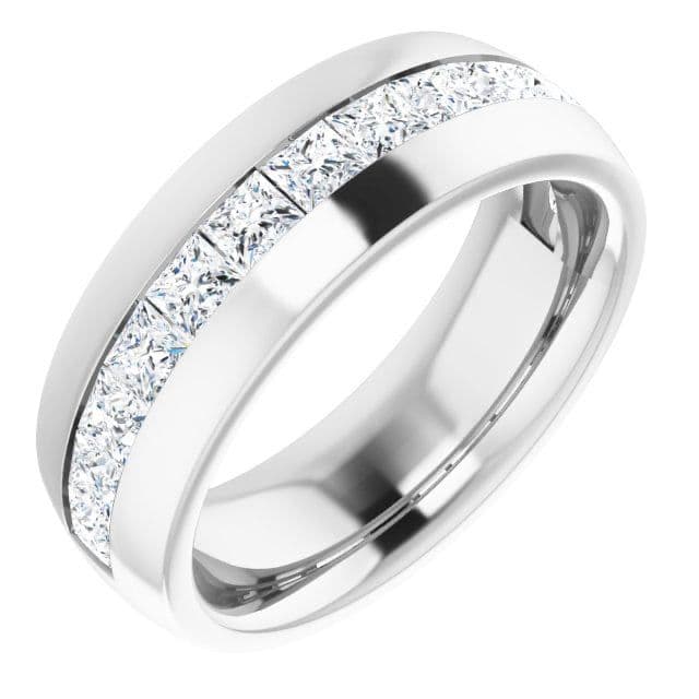 2.5 ctw Channel Set Princess Cut Diamond Men's Ring Half Eternity