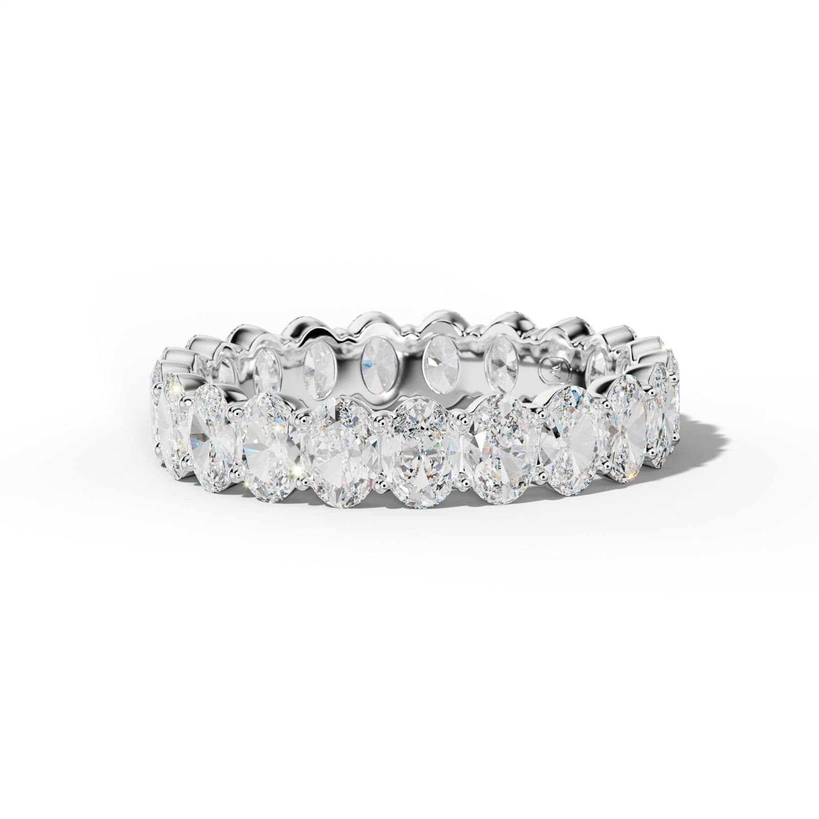 4.0 Carat Oval Diamond Eternity Band Shared Prong Low-Set Design