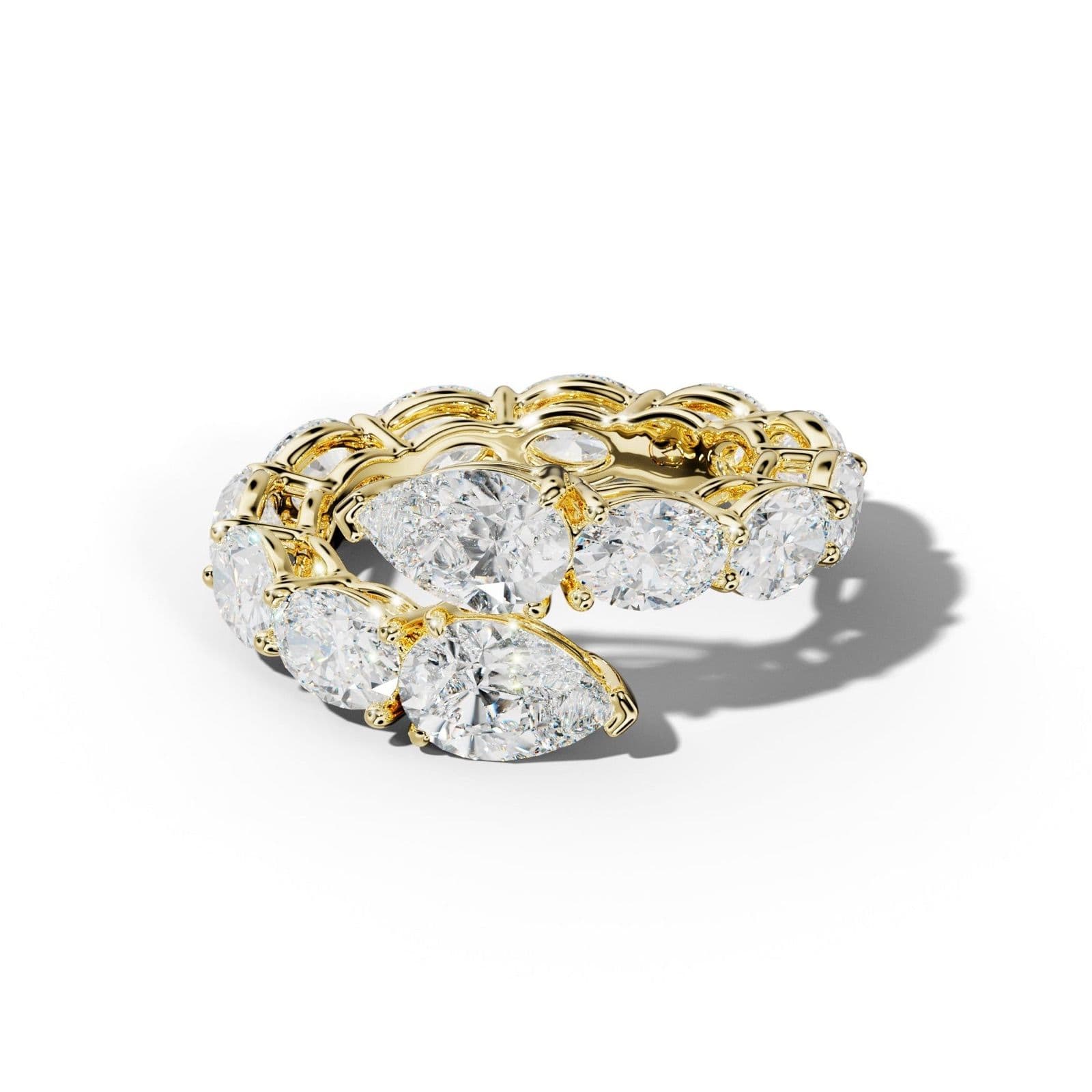 8.0 ct Oval and Pear Shape Diamond Open Snake Eternity Ring