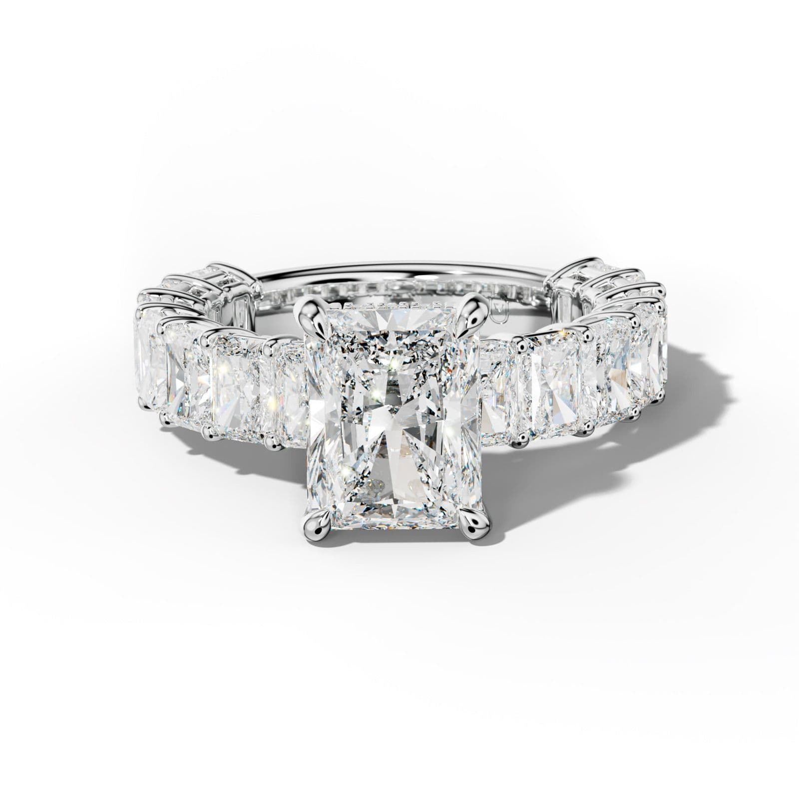 Naomi Radiant Diamond Engagement Ring With Radiant Side Stones
