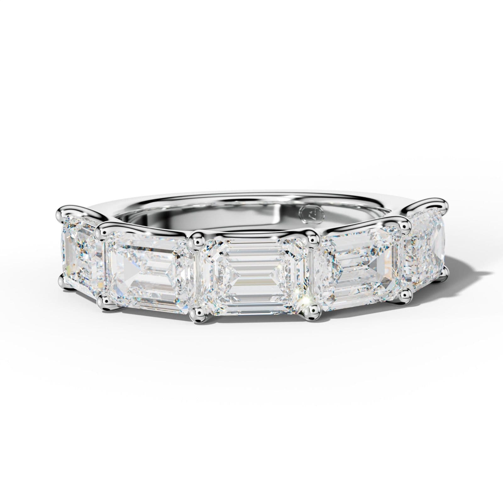 5.0 Carat East West Emerald Diamond Half Anniversary Band U Prong