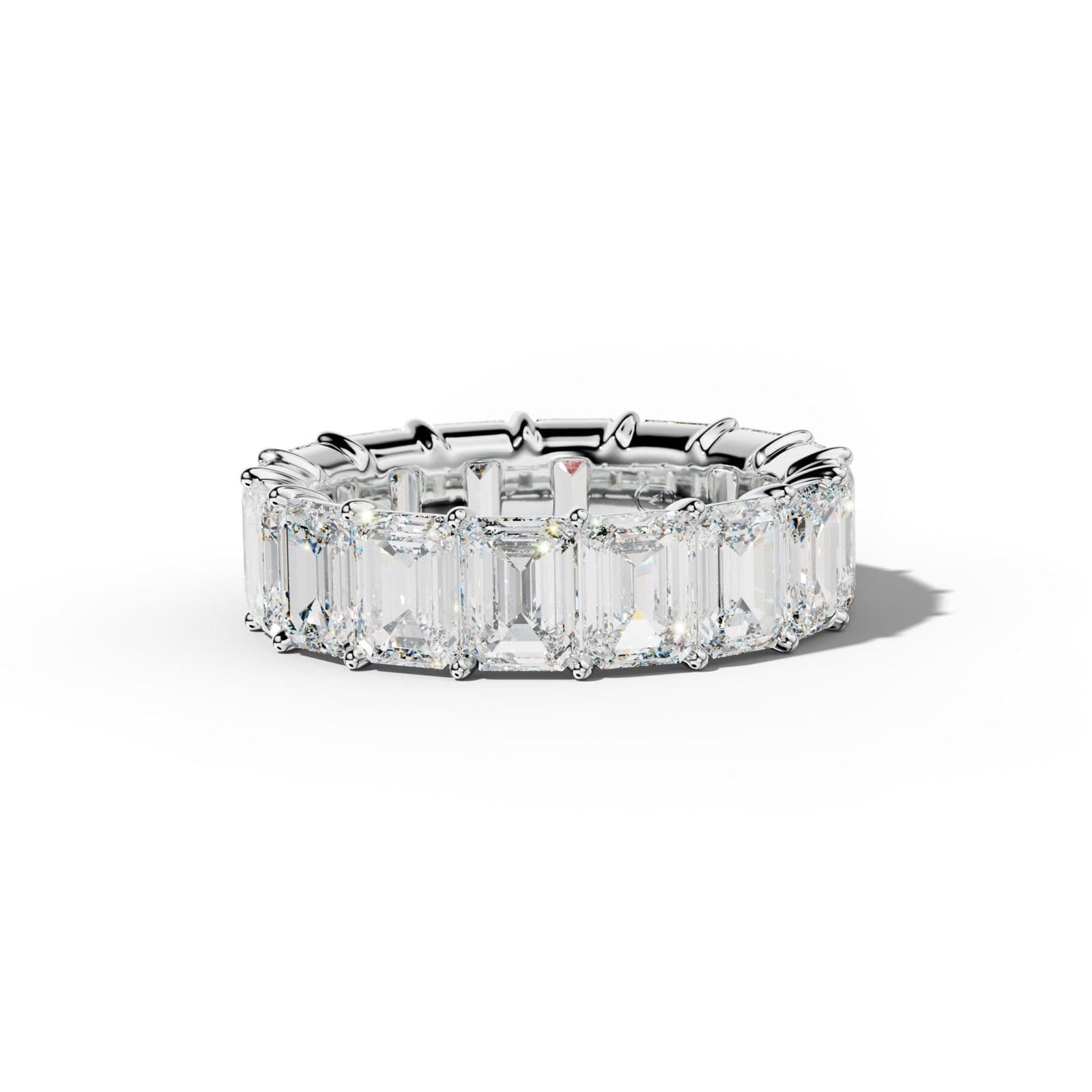 9.0 Carat Emerald Cut Diamond Eternity Band Shared Prong Low-Set Design
