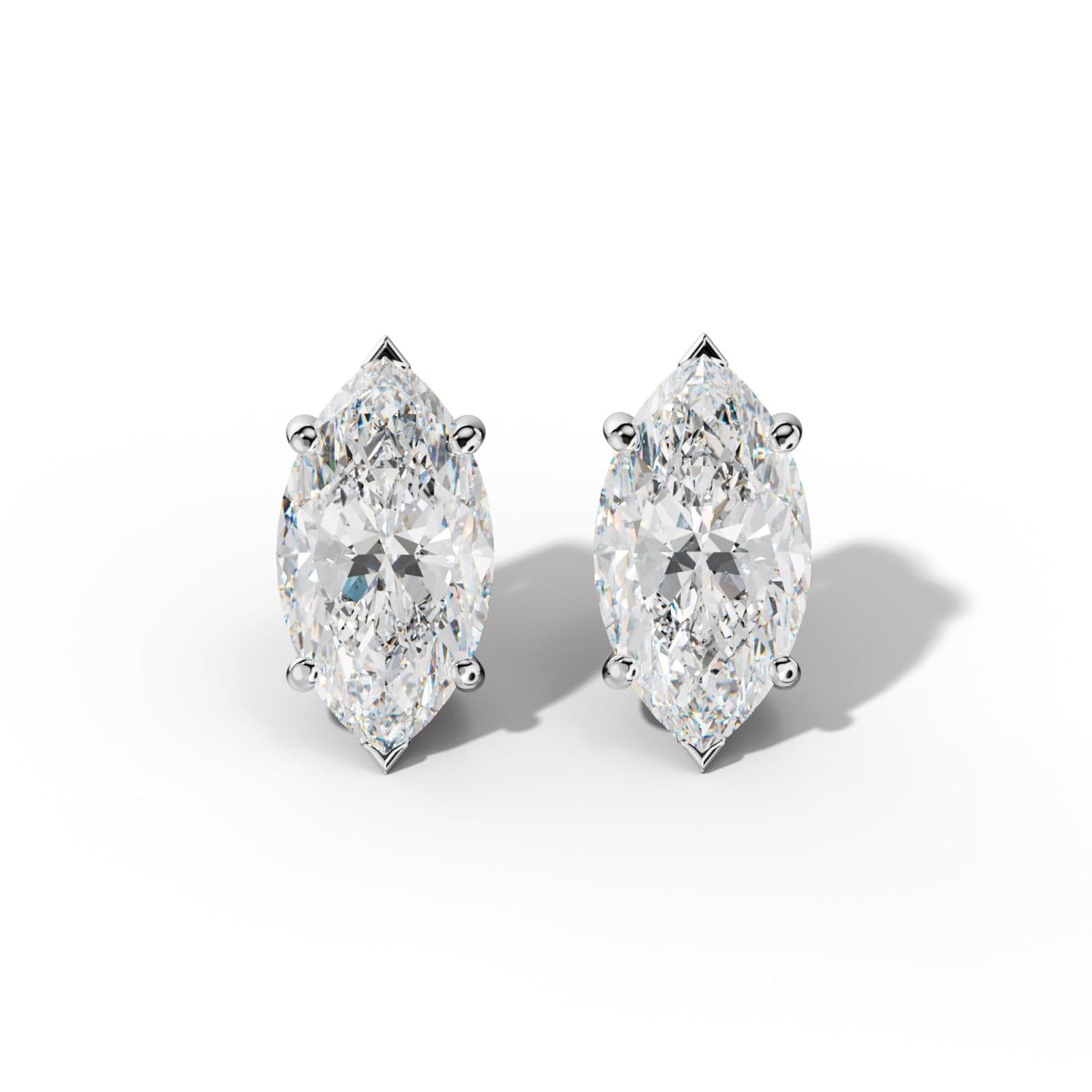 Marquise Diamond Stud Earrings With Four Classic And V Prongs