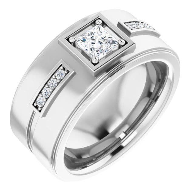 0.62 ctw Princess & Round Diamond Wide Men's Ring