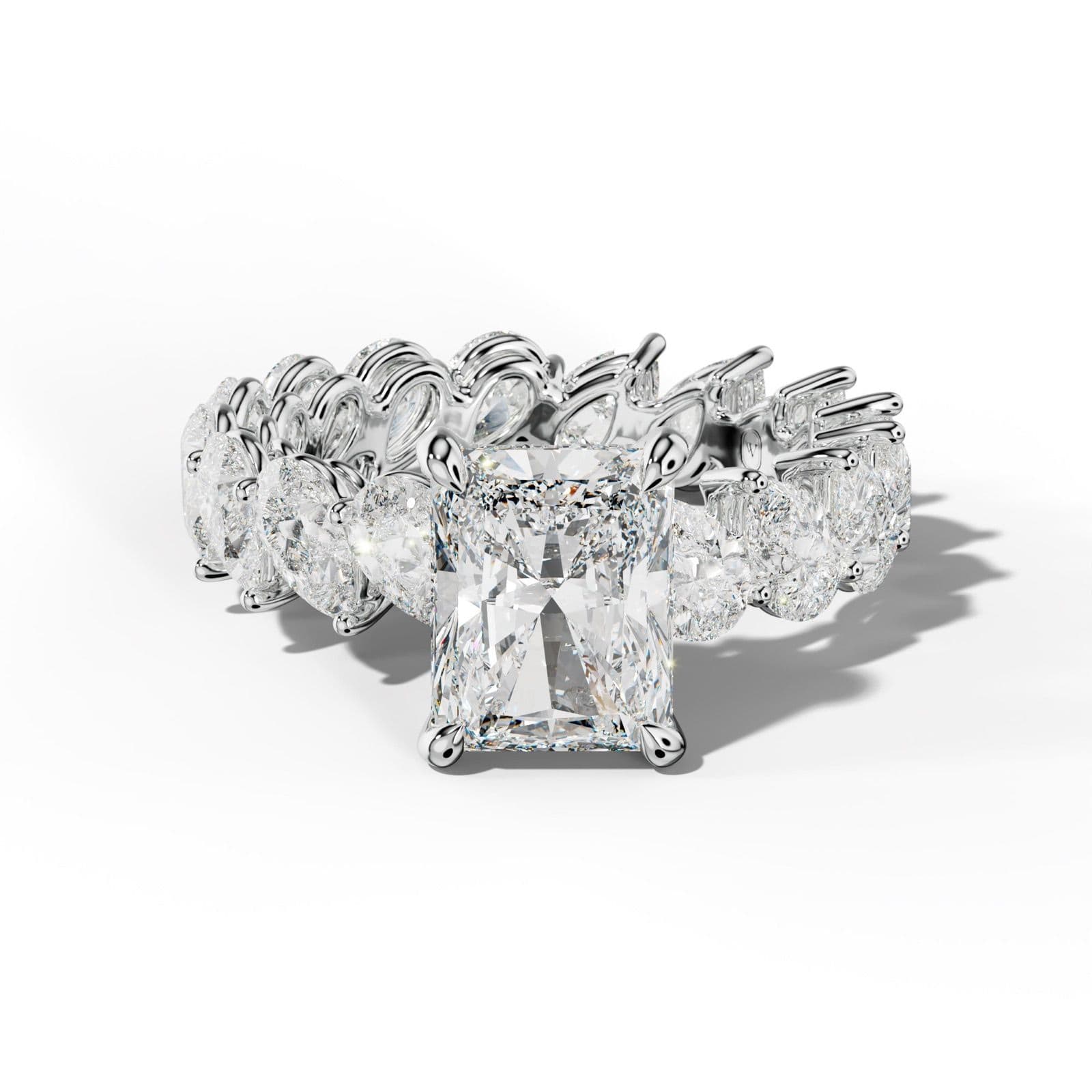 Quinn Radiant Diamond Engagement Ring With Slanted Pear Side Stones