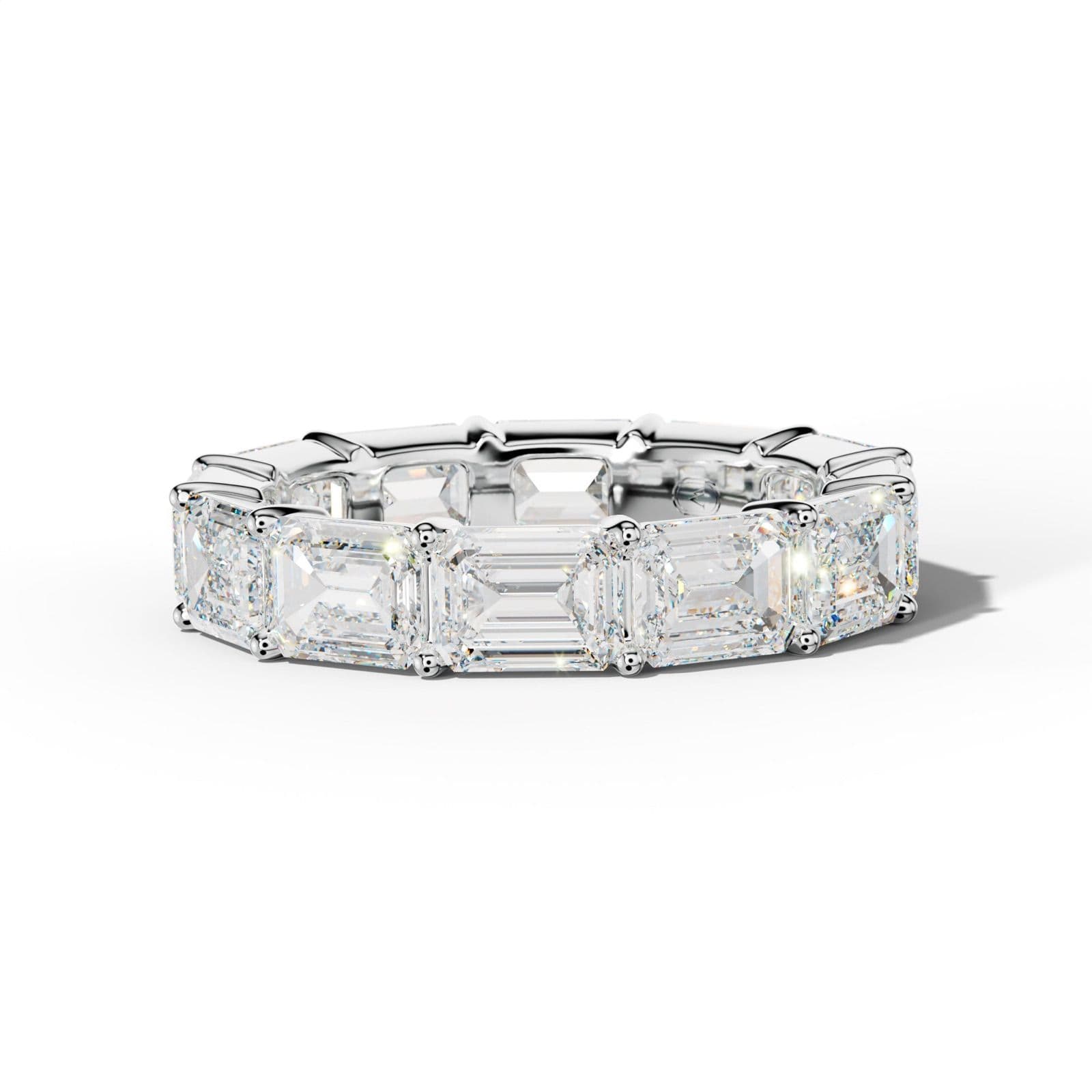 7.0 Carat East West Emerald Cut Diamond Eternity Band Shared Prong Low-Set Design