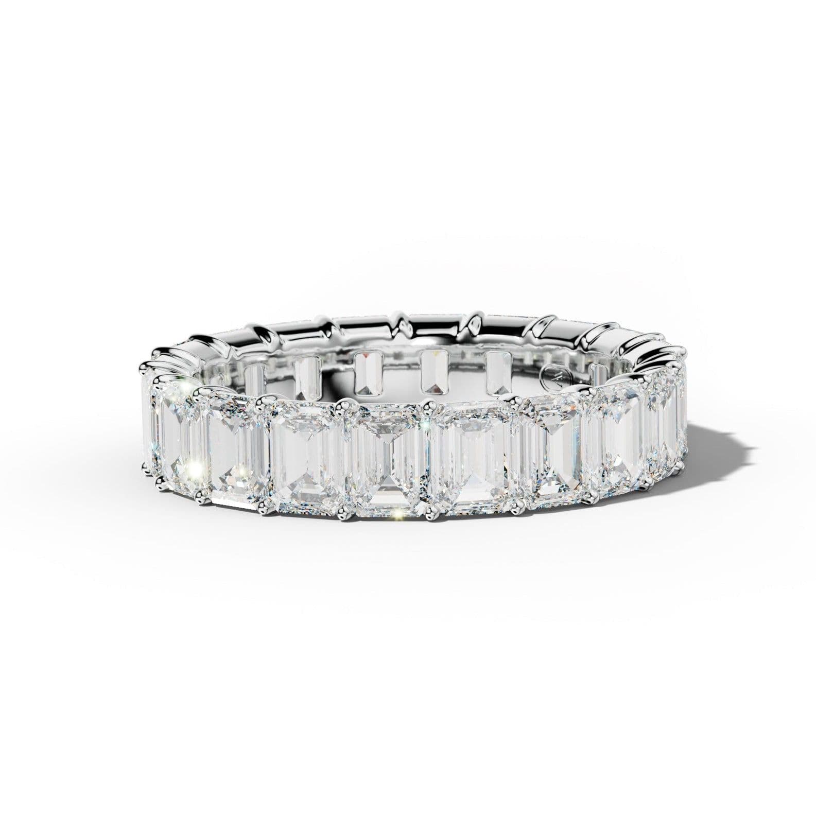 6.0 Carat Emerald Cut Diamond Eternity Band Shared Prong Low-Set Design
