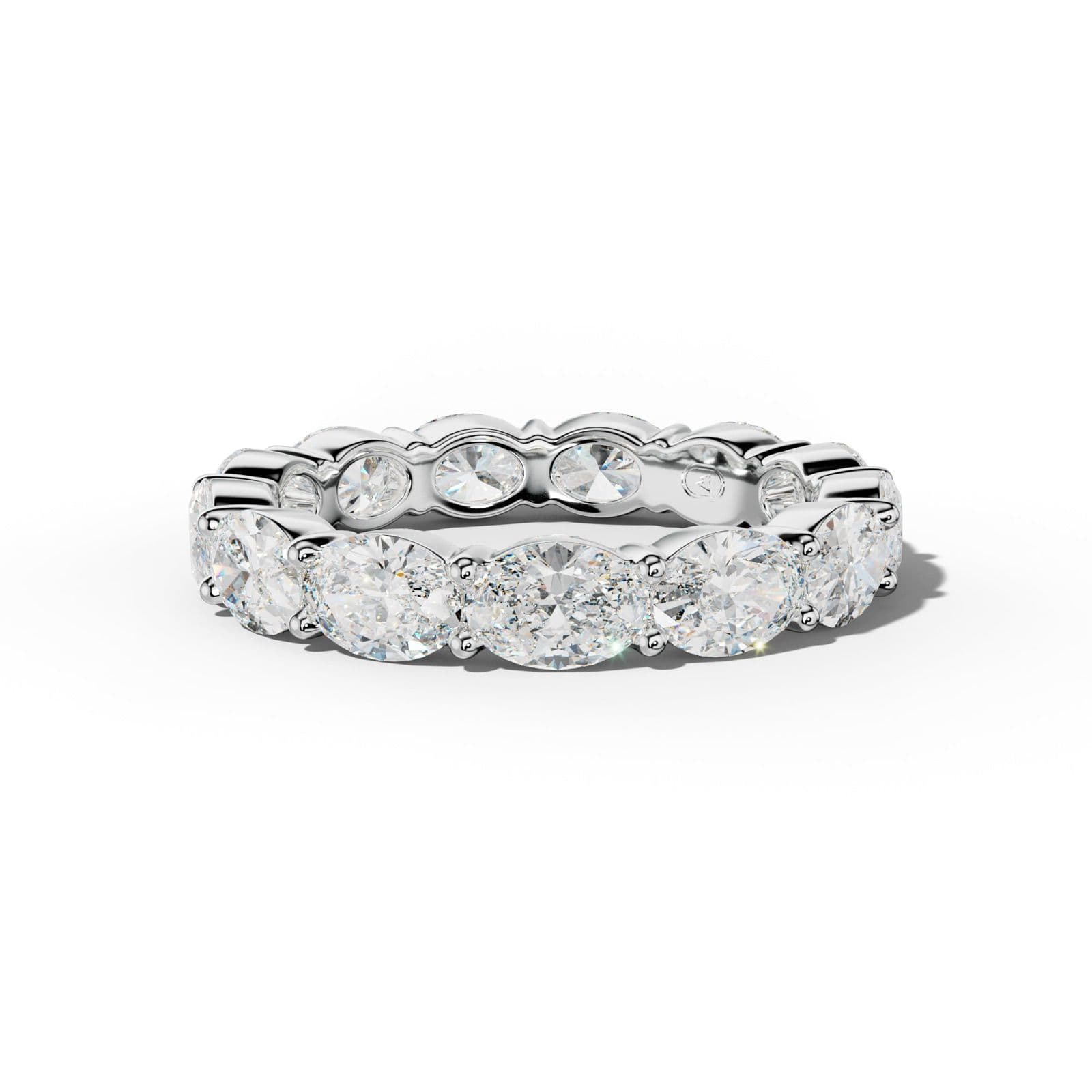 4.0 Carat East West Oval Diamond Eternity Band Shared Prong Low-Set Design