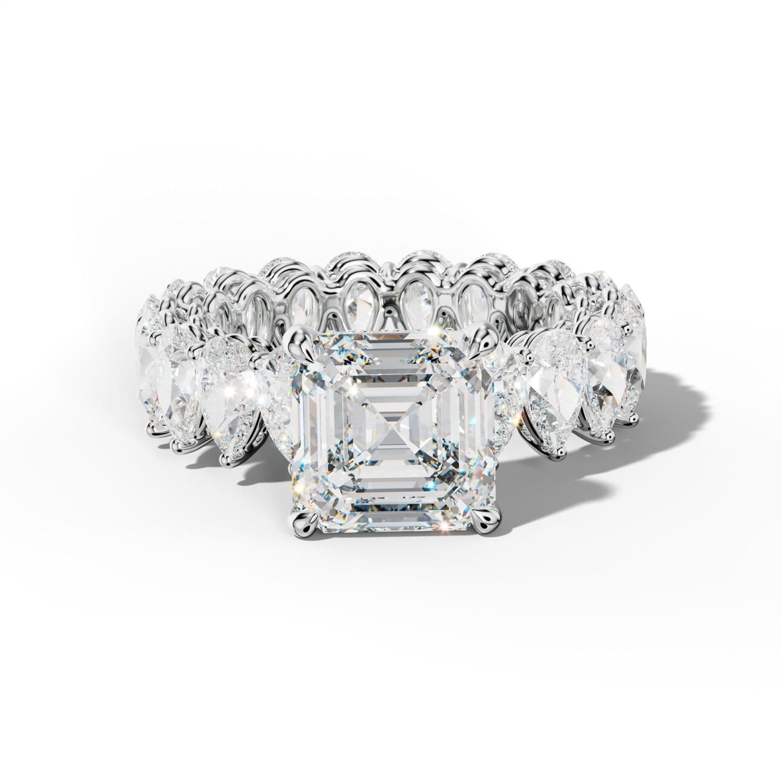Maya Asscher Diamond Engagement Ring With Pear Shape Side Stones