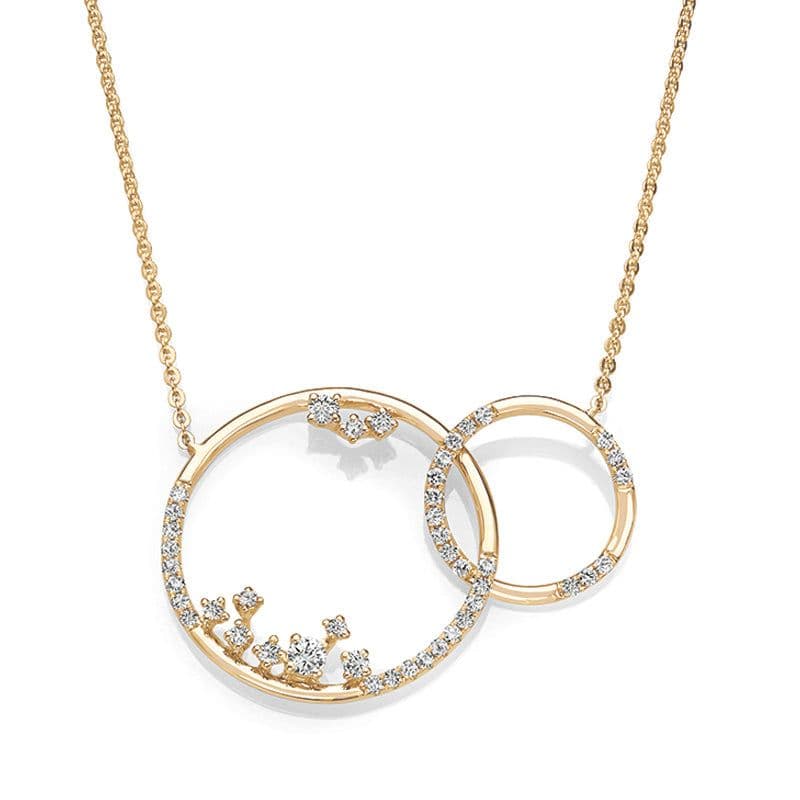 0.50 ctw Diamond Interlocking Circle Necklace Pendant-VIRABYANI
