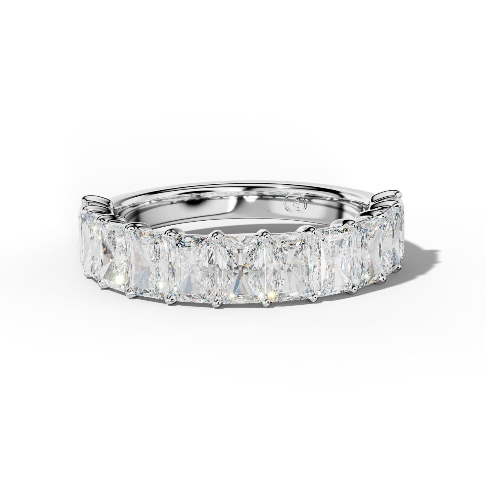 3.0 Carat Radiant Diamond Half Anniversary Band Shared Prong Low-Set Design