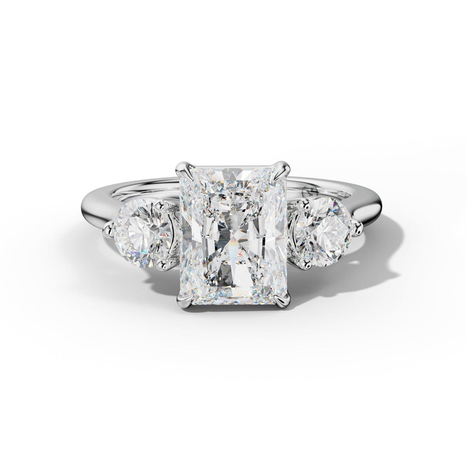 Elsa Radiant Diamond Round Side Diamond Engagement Ring