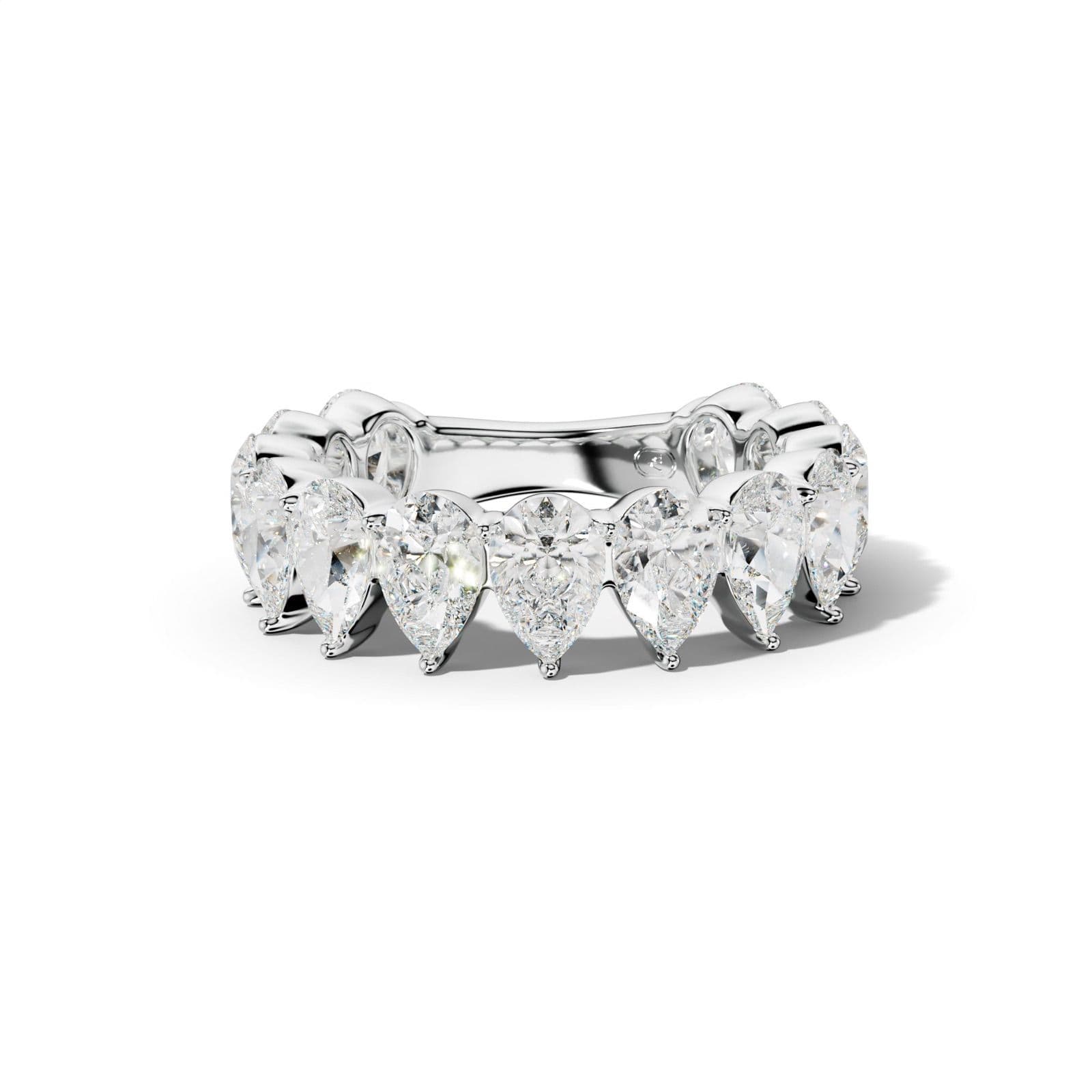 5.0 Carat Pear Shape Diamond 3/4 Anniversary Band Shared Prong Low-Set Design