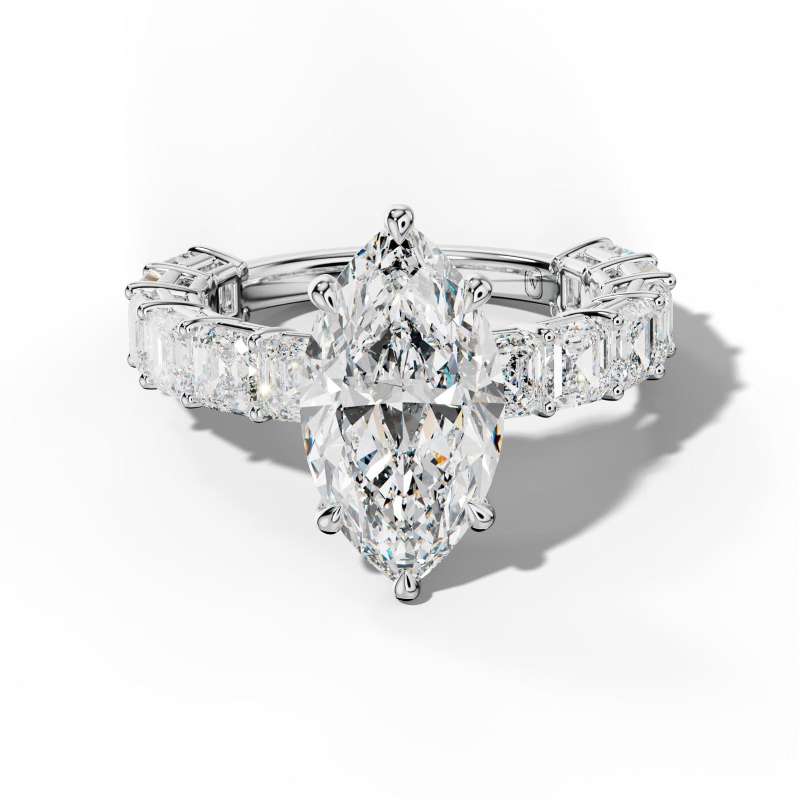Demi Marquise Diamond Engagement Ring With Asscher Side Stones