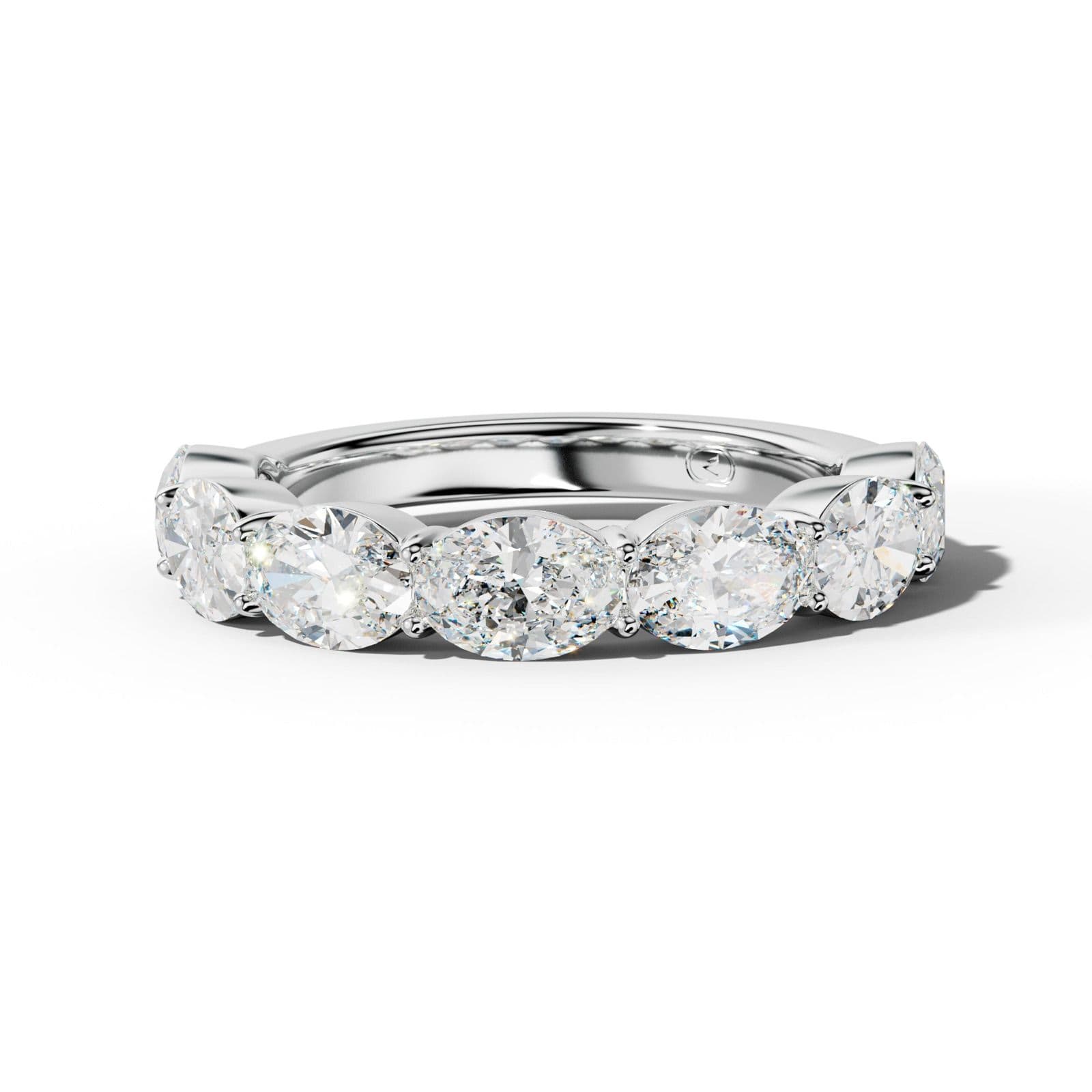 3.0 Carat East West Oval Diamond Half Anniversary Band Shared Prong Low-Set Design