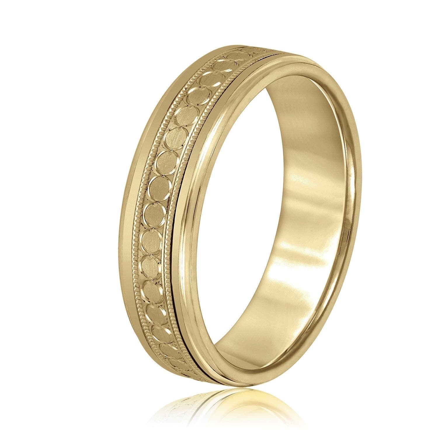 Men's Stamped Design Milgrain Band