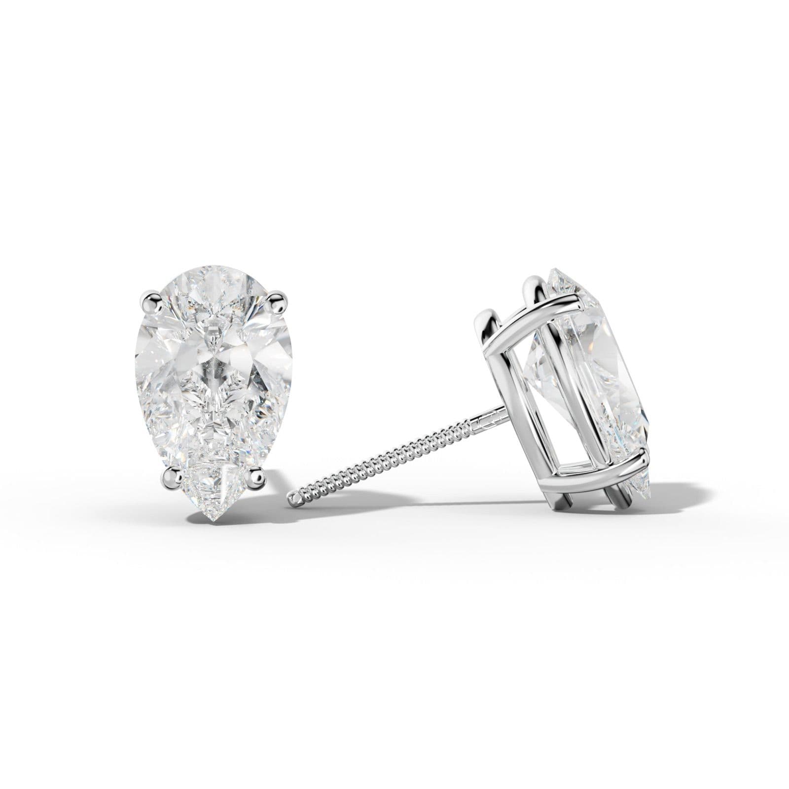 Pear Shape Diamond Stud Earrings With Classic Four Prongs