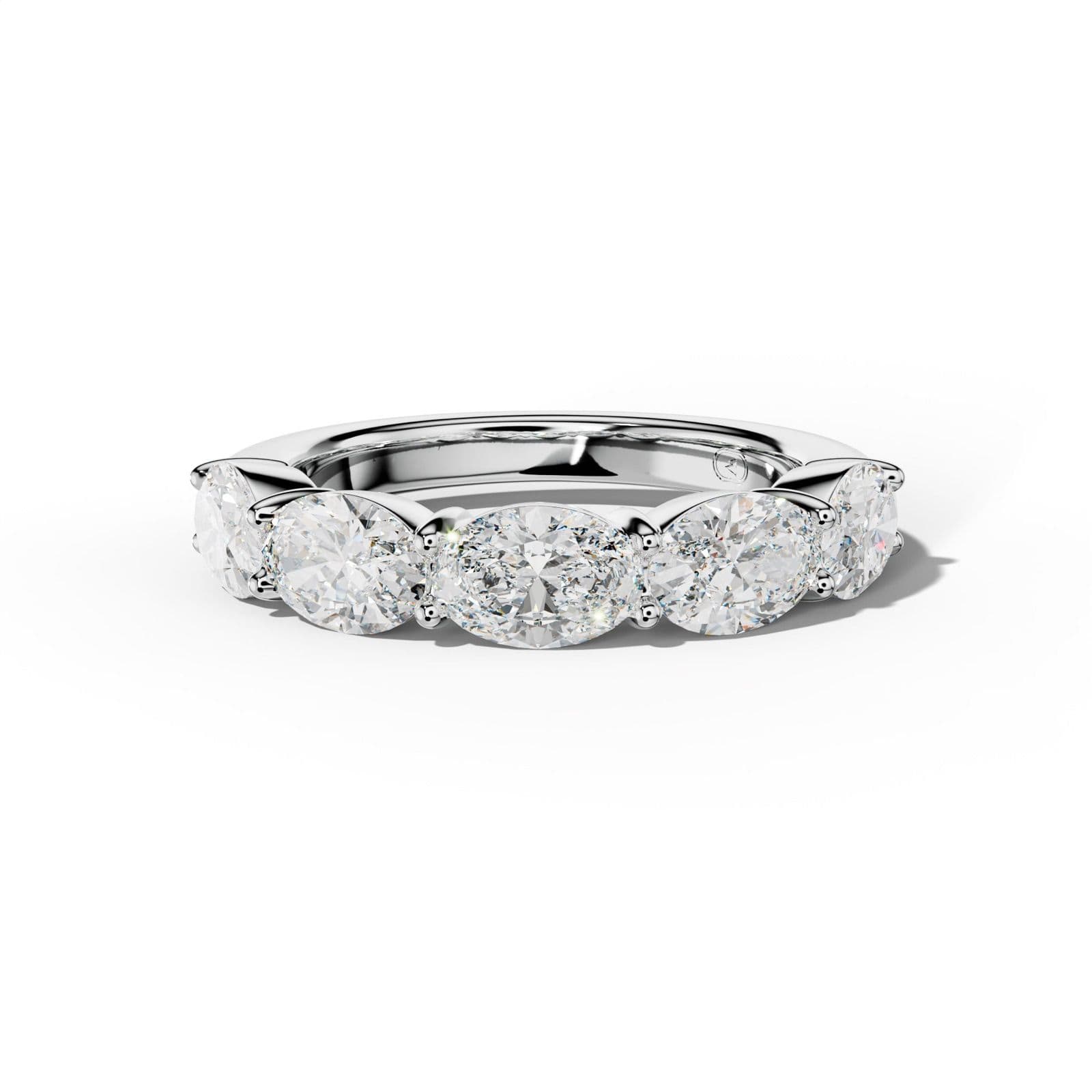 4.0 Carat East West Oval Diamond Half Anniversary Band Shared Prong Low-Set Design