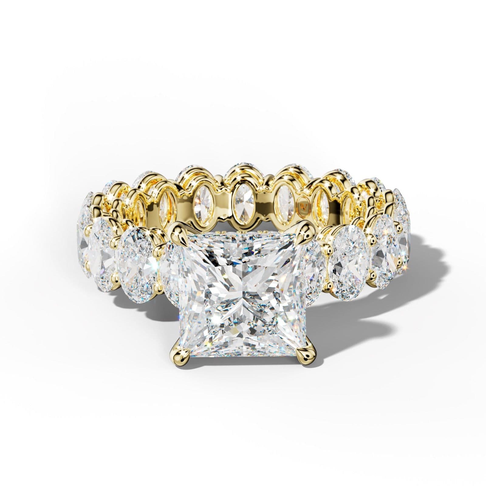 Amoura Princess Cut Engagement Ring With Oval Side Stones