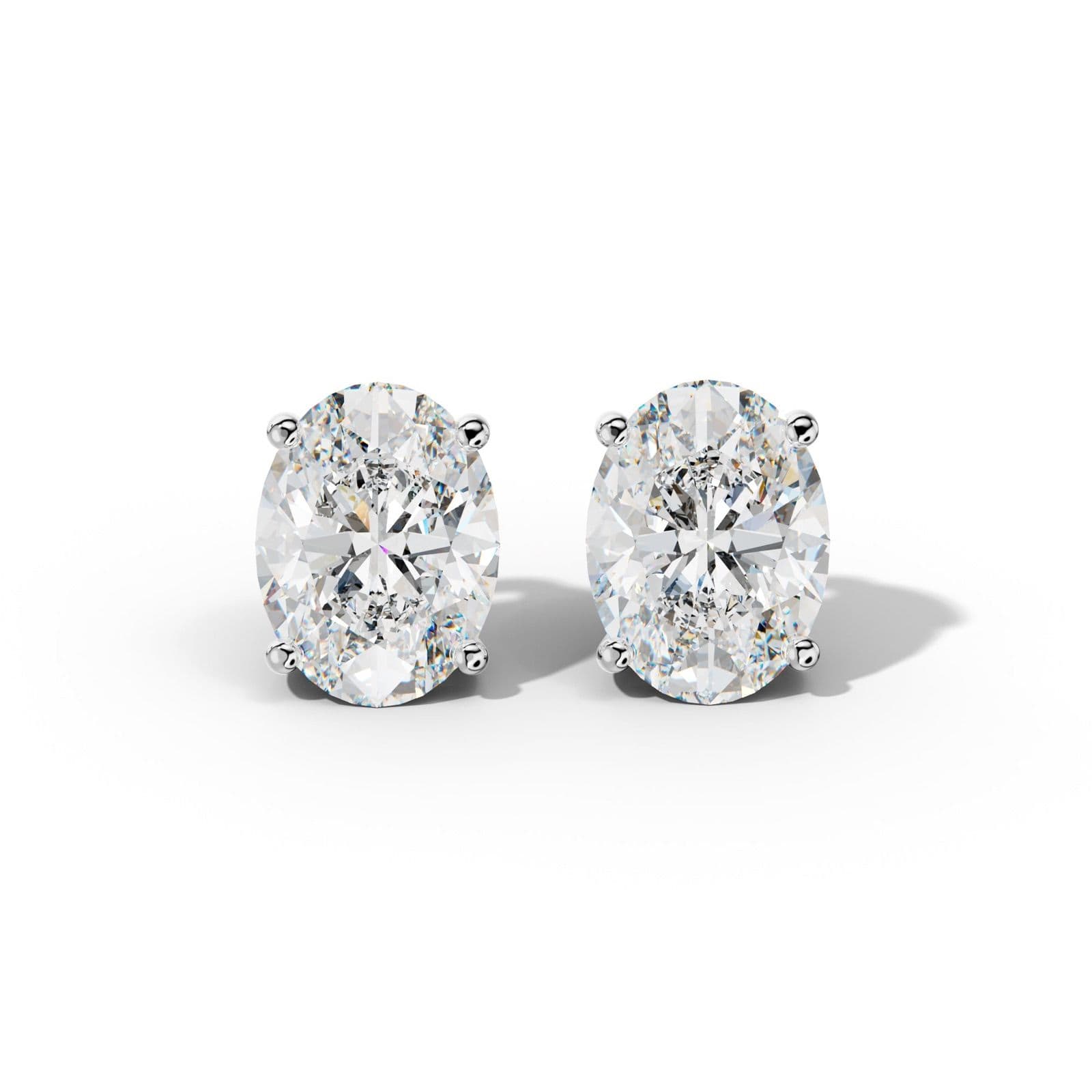 Four Prong Oval Diamond Stud Earrings