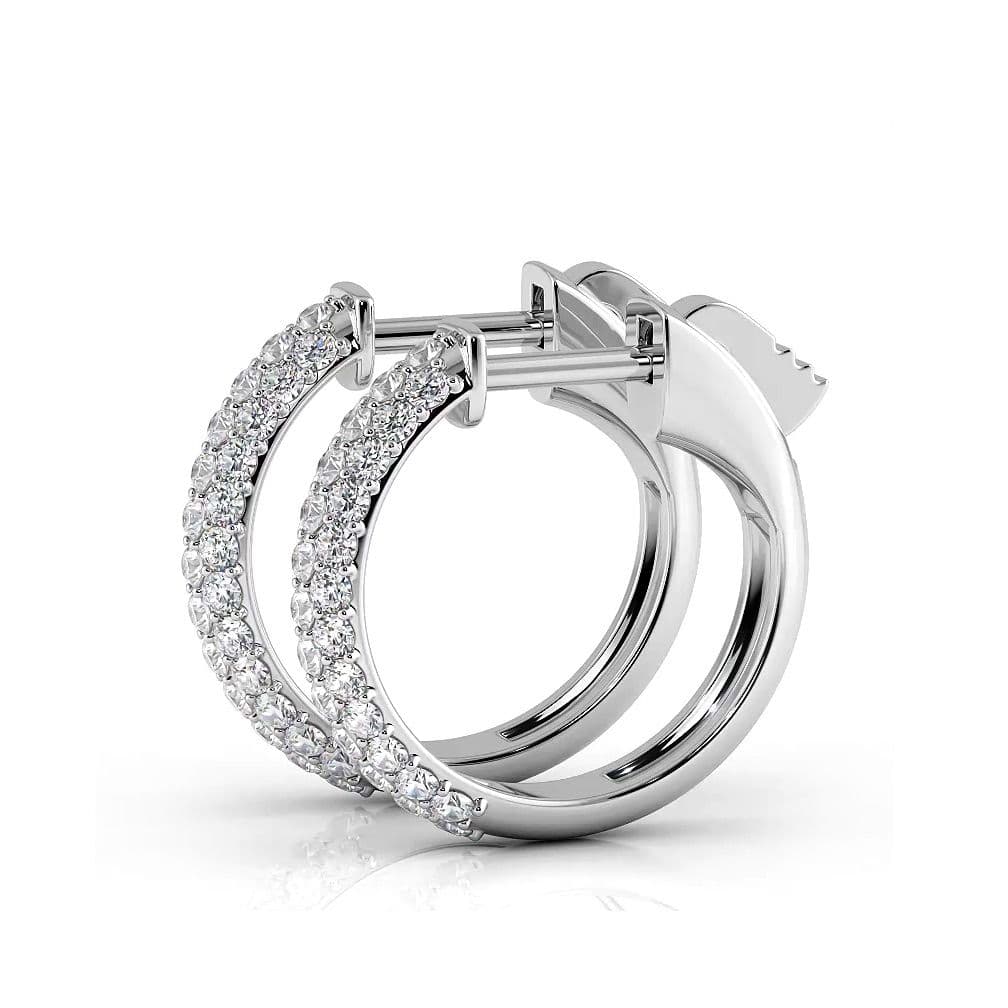 Triple Row 0.60 ctw. Round Diamond Hoop Earrings Pave Dome Style