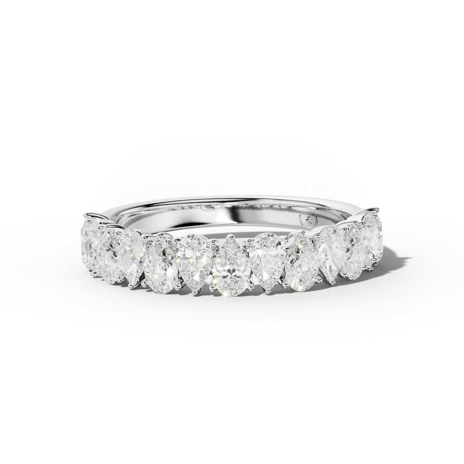 2.0 Carat Pear Shape Diamond Half Anniversary Band Shared Prong Low-Set Design