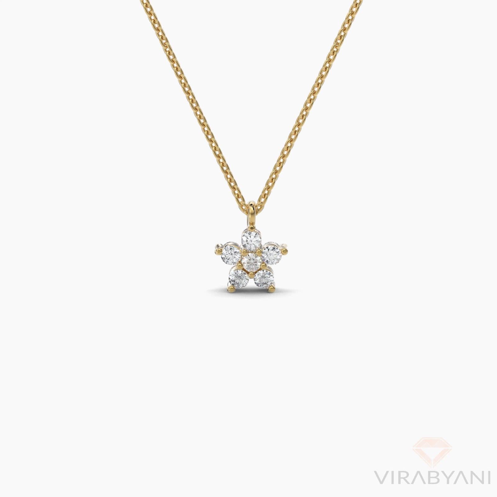 Double Sided Diamond & Sapphire Flower Necklace