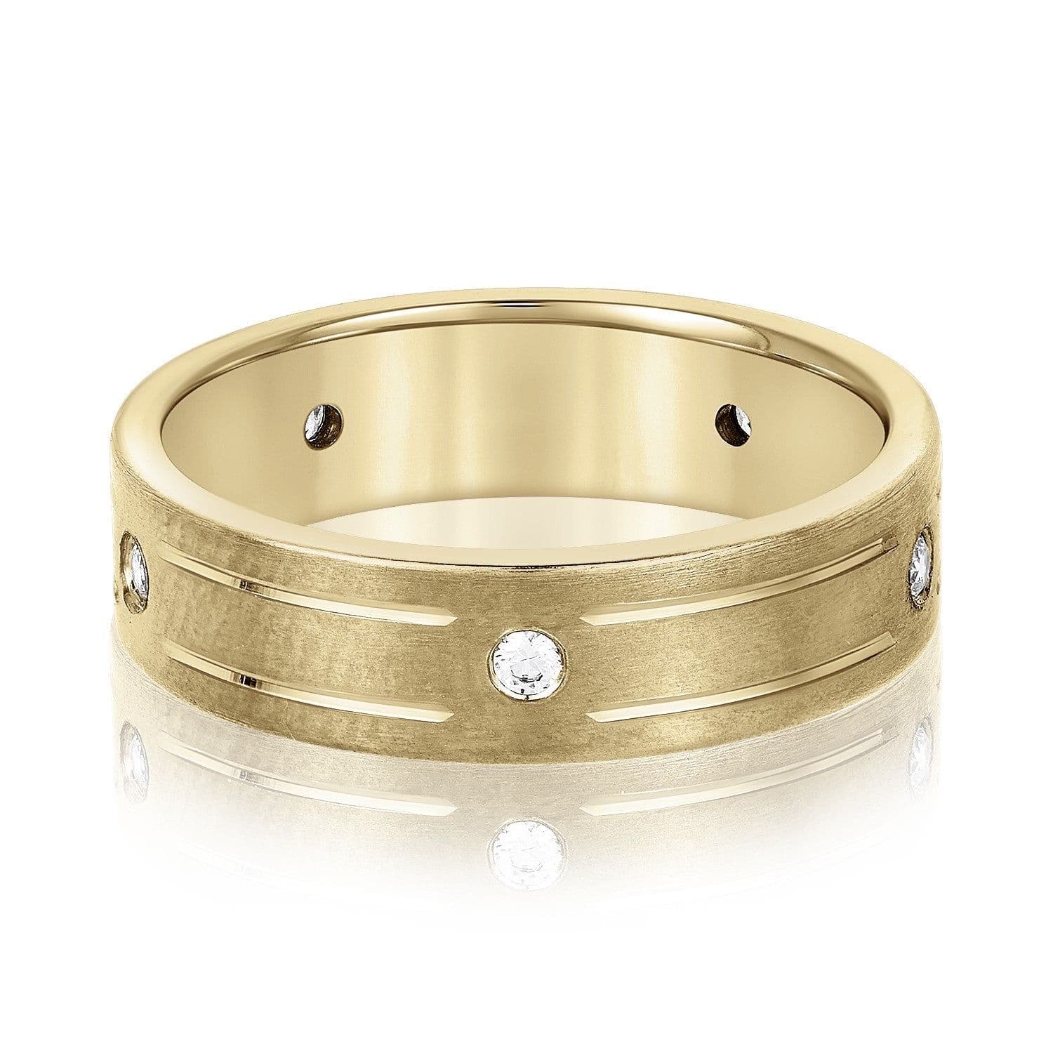 Men's Grooved Flush Set Diamond Wedding Band