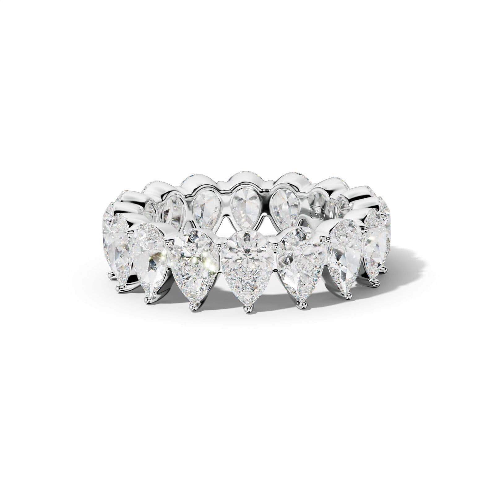 6.0 Carat Pear Shape Diamond Eternity Band Shared Prong Low-Set Design